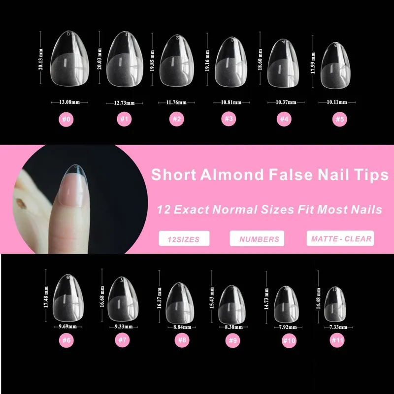 Nageltips en Gellijm Set 552 Stuks Full Cover Amandel Tips — foto 5