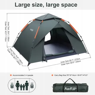 AMFLIP Automatische Tent 2 Personen Pop Up Waterdicht — miniatuur 6