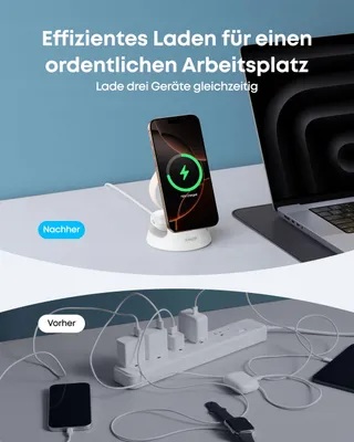 ANKER MagGo 3-in-1 MagSafe Oplader iPhone Apple Watch AirPods Qi2 — miniatuur 6