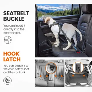 IOKHEIRA Verstelbare Veiligheidsgordel Hond Auto — miniatuur 6