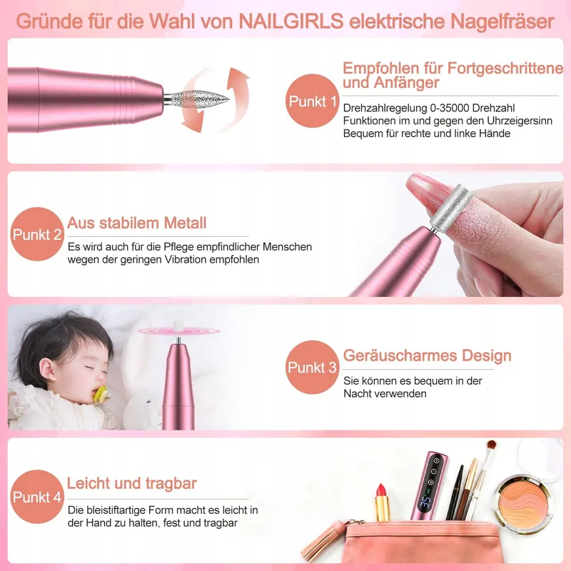 NAILGIRLS Elektrische Nagelfrees 11-in-1 35000rpm — foto 3