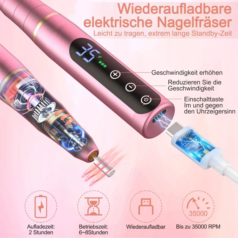 NAILGIRLS Elektrische Nagelfrees 11-in-1 35000rpm — foto 1