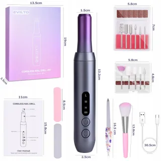 EVILTO Draadloze Nagelfrees Manicure Pedicure Set — miniatuur 8