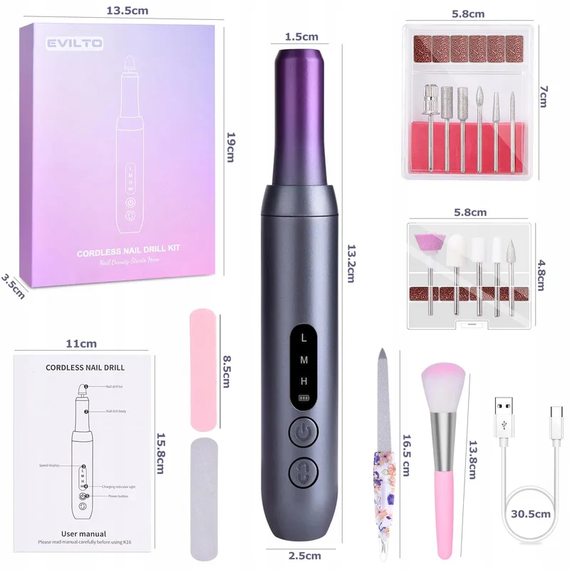 EVILTO Draadloze Nagelfrees Manicure Pedicure Set — foto 8