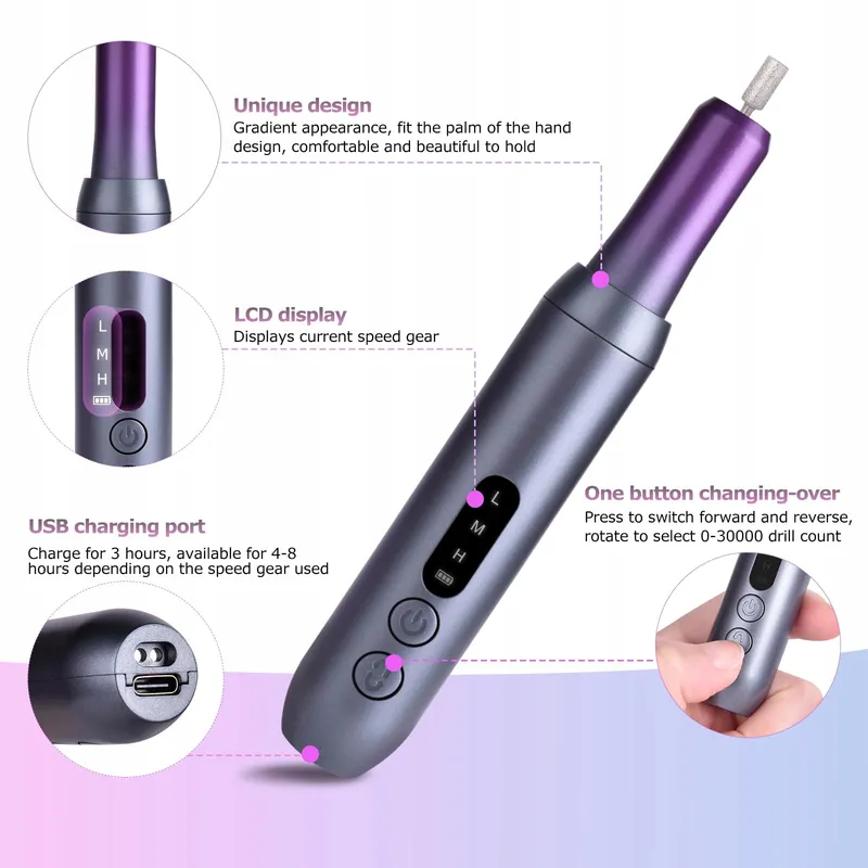 EVILTO Draadloze Nagelfrees Manicure Pedicure Set — foto 3