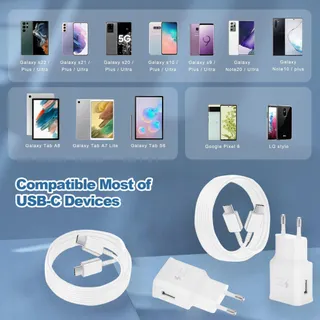 2x USB-C Oplader Set Galaxy A15 A14 A13 A04S A71 A55 A54 — miniatuur 6