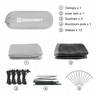 BESSPORT Camping Tent 2 Personen Licht Waterdicht 4 Seizoenen — miniatuur 3