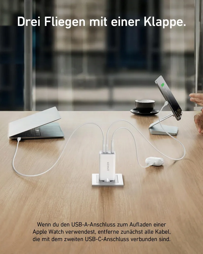 ANKER Nano II USB-C Oplader 65W 3-Poorts Snelladen — foto 3