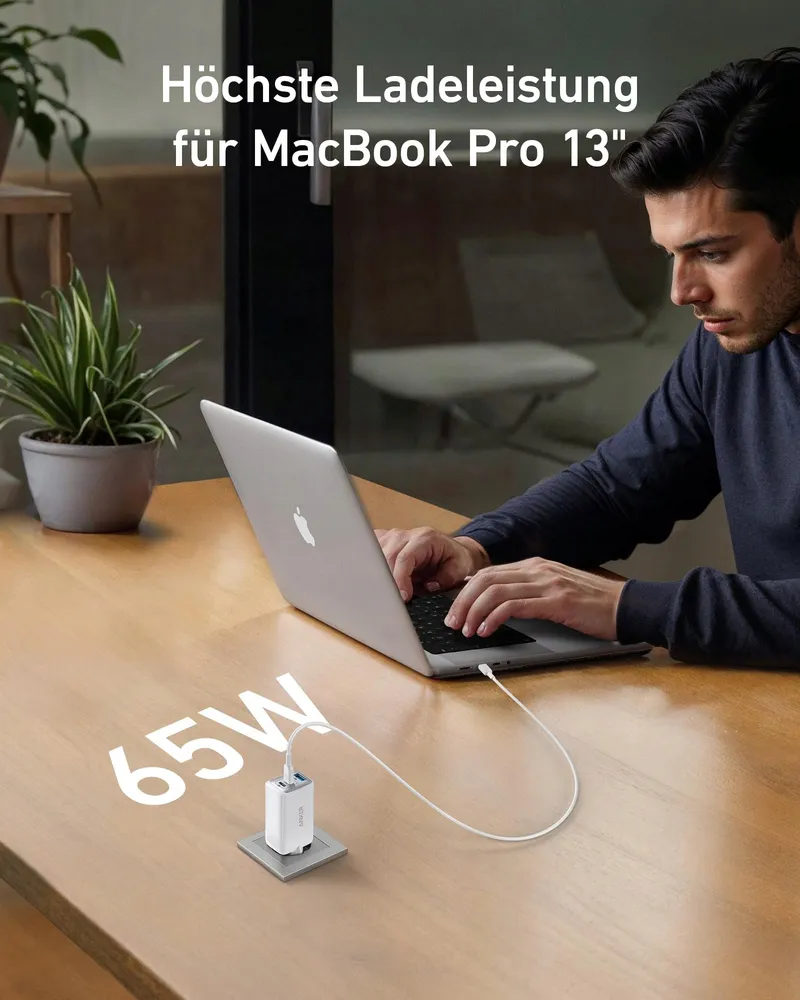 ANKER Nano II USB-C Oplader 65W 3-Poorts Snelladen — foto 2
