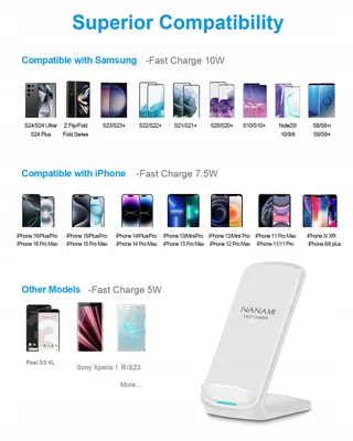 NANAMI Snelle Draadloze Oplader 10W Samsung iPhone Google LG — miniatuur 2