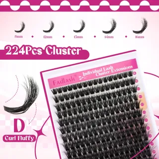 FADLASH Wimperclusters 100D 0.07D Curl 3D Mix 8-16mm Beginners — miniatuur 3
