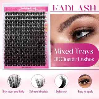 FADLASH Wimperclusters 100D 0.07D Curl 3D Mix 8-16mm Beginners — miniatuur 2