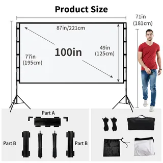 TOWOND Projectiescherm 100" Draagbaar Thuisbioscoop Tuin — miniatuur 3