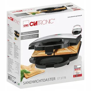 CLATRONIC ST 3778 Sandwichmaker Antiaanbak 750W Zwart RVS — miniatuur 9