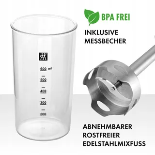 ZWILLING Staafmixer 550W RVS met Maatbeker 600ml Zwart Zilver — miniatuur 3