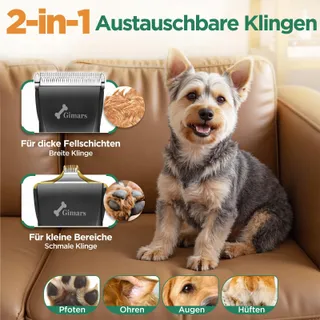 GIMARS Draadloze Stille Trimmer Honden Dikke Vacht — miniatuur 2