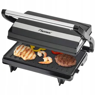 BESTRON Contactgrill 700W Antiaanbaklaag Zwart — miniatuur 3