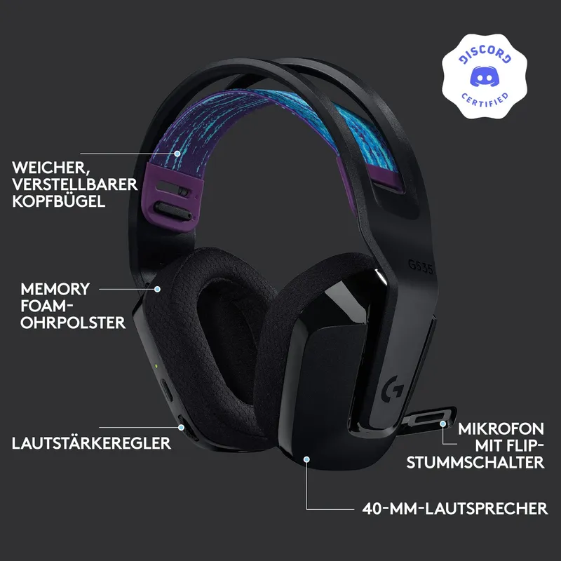 LOGITECH G535 LIGHTSPEED Draadloze Lichte Gaming Headset PC PS4 PS5 — foto 4