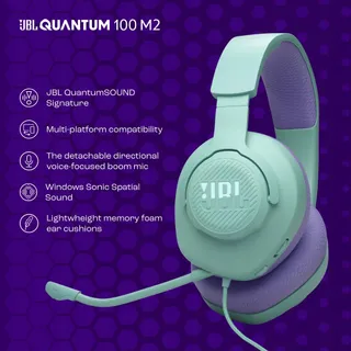 JBL Quantum 100M2 Gaming Headset Over-Ear Afneembare Mic Cyaan — miniatuur 2