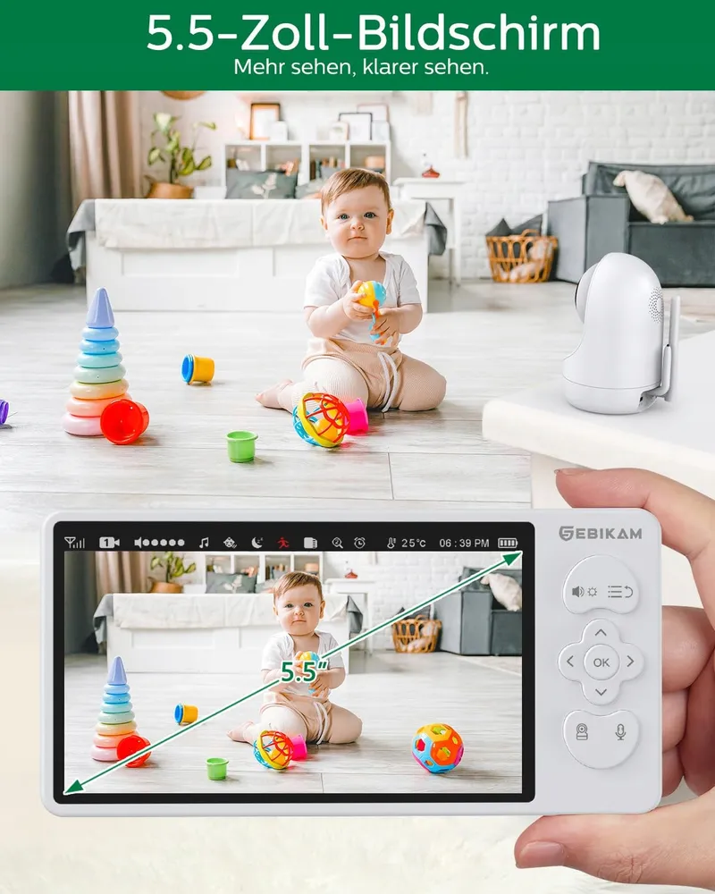 SEBIKAM Babyfoon Camera 720P HD 4000mAh VOX Nachtmodus Audio — foto 3