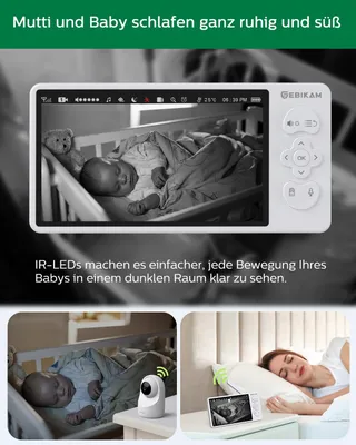 SEBIKAM Babyfoon Camera 720P HD 4000mAh VOX Nachtmodus Audio — miniatuur 4