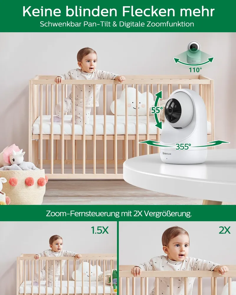SEBIKAM Babyfoon Camera 720P HD 4000mAh VOX Nachtmodus Audio — foto 7