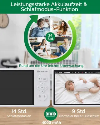 SEBIKAM Babyfoon Camera 720P HD 4000mAh VOX Nachtmodus Audio — miniatuur 6
