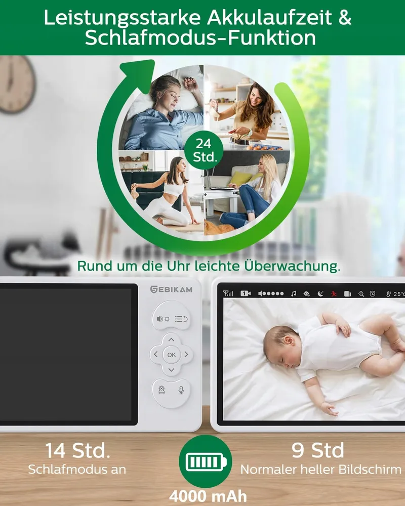 SEBIKAM Babyfoon Camera 720P HD 4000mAh VOX Nachtmodus Audio — foto 6