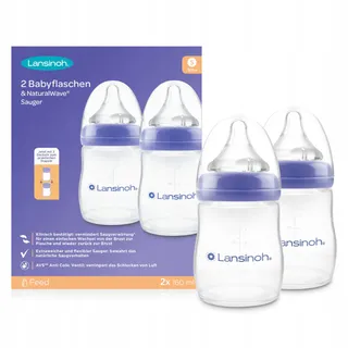 LANSINOH NaturalWave Babyflessen Speen 160ml 2 Stuks — miniatuur 1