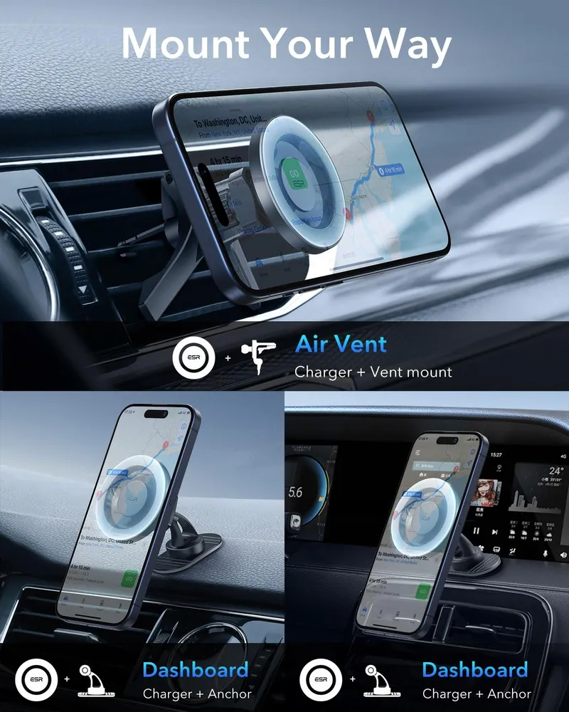 ESR HaloLock Magnetische Telefoonhouder Auto iPhone Android — foto 6