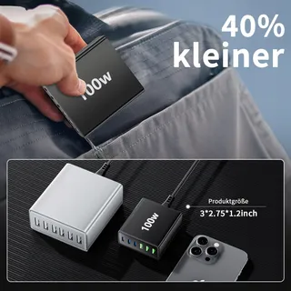 HSSNS USB-C Oplader 100W 6-Poorts iPad iPhone Smartphones — miniatuur 7
