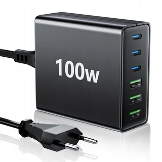 HSSNS USB-C Oplader 100W 6-Poorts iPad iPhone Smartphones — miniatuur 1