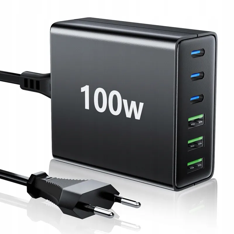 HSSNS USB-C Oplader 100W 6-Poorts iPad iPhone Smartphones — foto 1