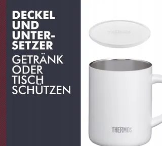THERMOS Longlife Cup 0,35L Wit RVS Met Deksel Campingmok — miniatuur 4