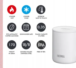 THERMOS Longlife Cup 0,35L Wit RVS Met Deksel Campingmok — miniatuur 5