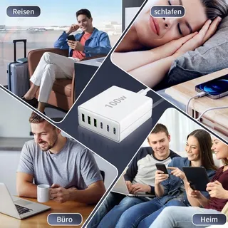 FINIBO USB C Oplader 100W 6-Poorts Snellader iPad Smartphones — miniatuur 6