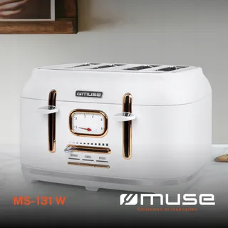 MUSE Retro Broodrooster Wit Staal 4 Sneden 6 Standen Kruimellade — miniatuur 2