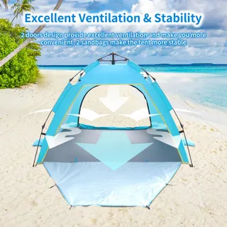 CFLITY Strandtent Pop Up 1-3 Personen UV50+ Licht Tuin — miniatuur 4