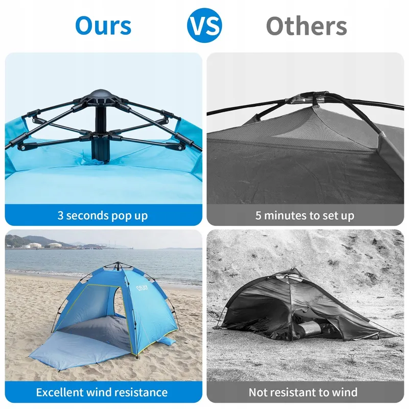 CFLITY Strandtent Pop Up 1-3 Personen UV50+ Licht Tuin — foto 2
