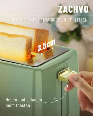 ZACHVO Broodrooster 2 Sneetjes Broodjesrek 6 Standen 850W LED Display — miniatuur 2
