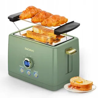 ZACHVO Broodrooster 2 Sneetjes Broodjesrek 6 Standen 850W LED Display — miniatuur 1