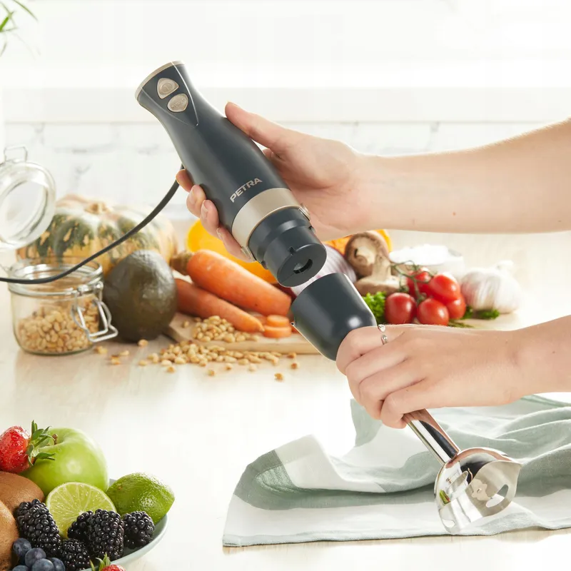 PETRA Staafmixer Staal 600W 2 Snelheden Soep Smoothie Grijs Goud — foto 5