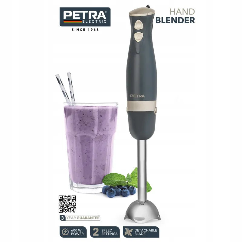 PETRA Staafmixer Staal 600W 2 Snelheden Soep Smoothie Grijs Goud — foto 2