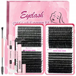 QIVEAORY DIY Wimperextensions Set 684 Stuks Cluster D-Curl — miniatuur 1