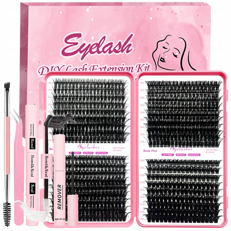 QIVEAORY DIY Wimperextensions Set 684 Stuks Cluster D-Curl — foto 1