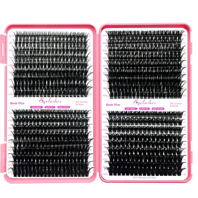QIVEAORY DIY Wimperextensions Set 684 Stuks Cluster D-Curl — foto 9
