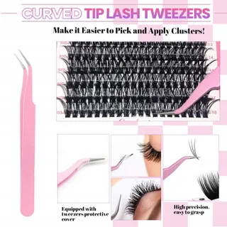 QIVEAORY DIY Wimperextensions Set 684 Stuks Cluster D-Curl — miniatuur 4