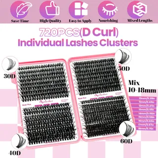 QIVEAORY Wimperextensies 720 Stuks D Curl met Lijm — miniatuur 2