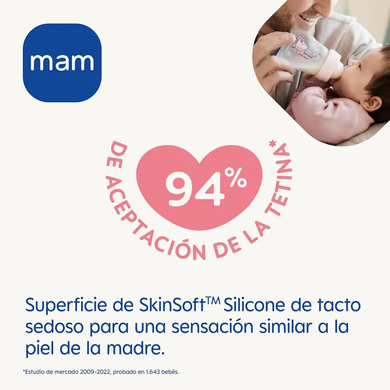 MAM Glazen Fles 260ml Siliconen Speen SkinSoft — foto 3
