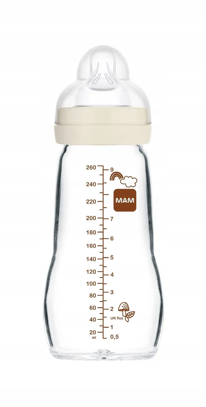 MAM Glazen Fles 260ml Siliconen Speen SkinSoft — foto 1
